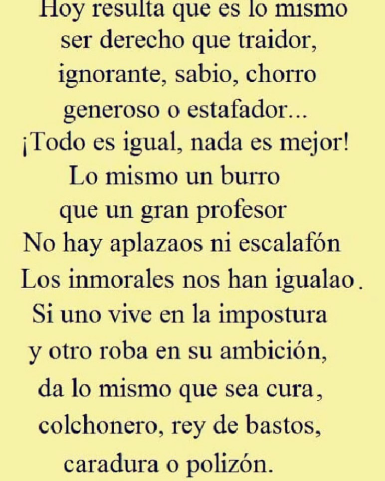 Extraído del tango "Cambalache" de Enrique Santos Discépolo